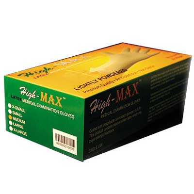 High Max 1 - دستکش معاینه کم پودر های مکس HIGH MAX بسته‌ی 100 عددی