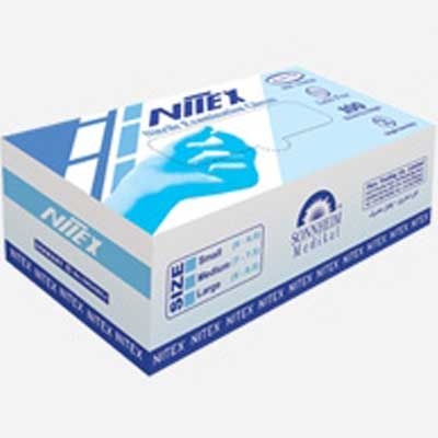 NITEX 1 - دستکش معاینه بدون پودر نیتکس NITEX بسته‌ی 100 عددی