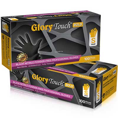 GLORY TOUCH bold 1 - دستکش نیتریل گلوری تاچ مدل GLORY TOUCH BOLD بسته‌ی 100 عددی