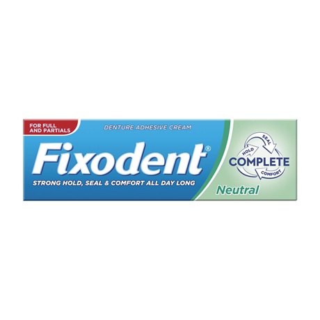 Fixodent Complete Neutral 47g UKBLK 2D - خمیر چسب دندان مصنوعی بدون طعم فیکسودنت FIXODENT NEUTRAL DENTURE