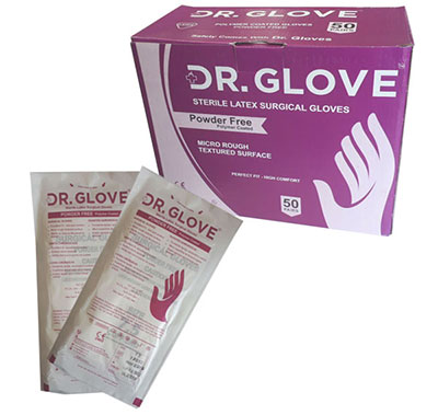 DR.GLOVE4  - دستکش استریل جراحی لاتکس بدون پودر ۵۰ جفتی Dr Glove