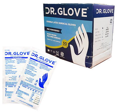 drglove pre powdered 50 3 - دستکش استریل جراحی لاتکس کم پودر ۵۰ جفتی Dr Glove