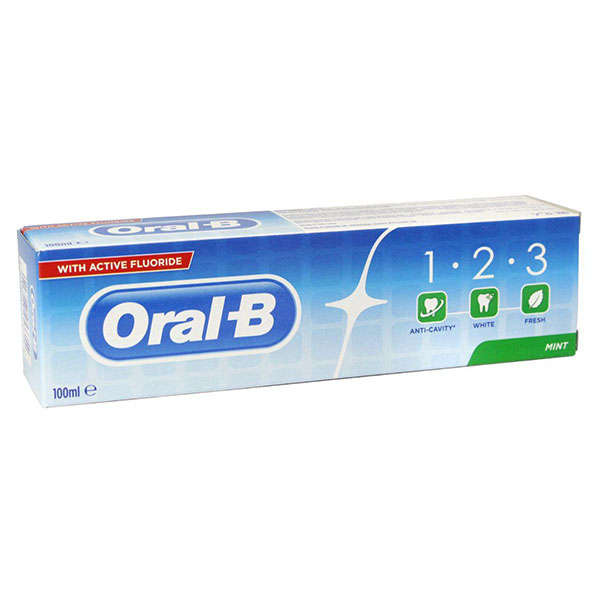 oral b active fluoride 2 - خمیردندان نعنایی 100 میلی لیتر سه کاره اورال بی Oral B