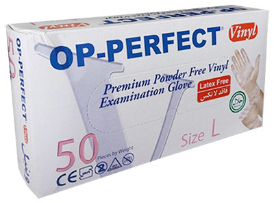 OP Perfect 4 3 - دستکش بدون پودر ونیل OP Perfect بسته‌ی 50 عددی