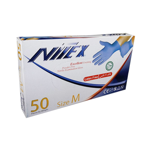 nitex nitrile gloves 1 - دستکش معاینه بدون پودر نیتریل نیتکس Nitex بسته‌ی 50 عددی