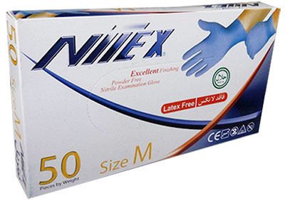 nitex nitrile gloves 2 - دستکش معاینه بدون پودر نیتریل نیتکس Nitex بسته‌ی 50 عددی