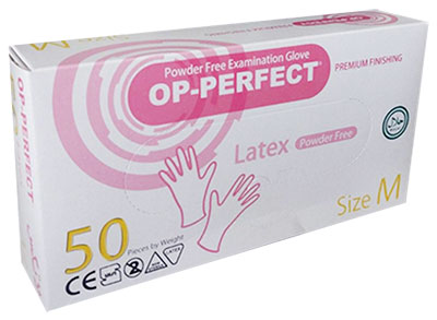 op perfect latex gloves3 2 - دستکش لاتکس کم پودر OP Perfect بسته ی 50 عددی
