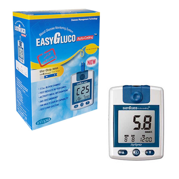 easy gluco 3 - دستگاه تست قند خون ایزی گلوکو EASY GLUCO به همراه 50 عدد نوار