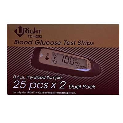 Uright teststrip 4252 02 - نوار تست قند خون یورایت طلایی Uright TD-4252