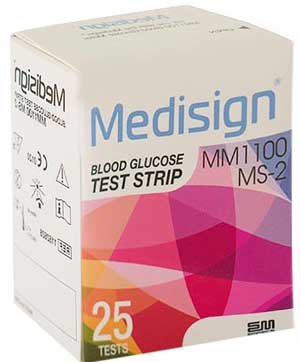 medisign teststrip 02 - نوار تست قند خون مدیسان