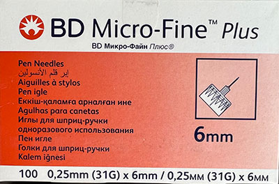 bd microfine 6mm 02 - سرسوزن قلم انسولین 6 میل بی دی BD 31G-6mm