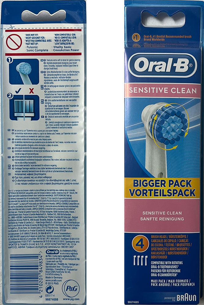 sensetive1 - سری مسواک برقی حساس ارال بی 4 عددی Oral-B Sensitive